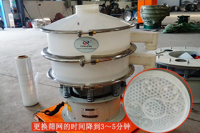 塑料振動(dòng)篩篩網(wǎng)更換只需：3-5分鐘。